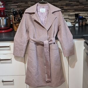 Kimseoryong Luxurious Wool & Cashmere Blend Belted Overcoat Trench Size S Blush